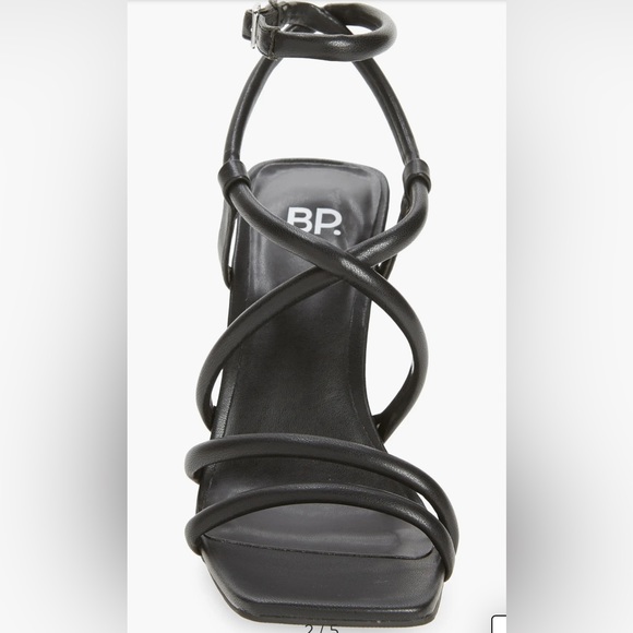 Nordstrom BP. Ashlyn Black  Square Toe Strappy Sandal Flared Triangular … - Picture 2 of 11